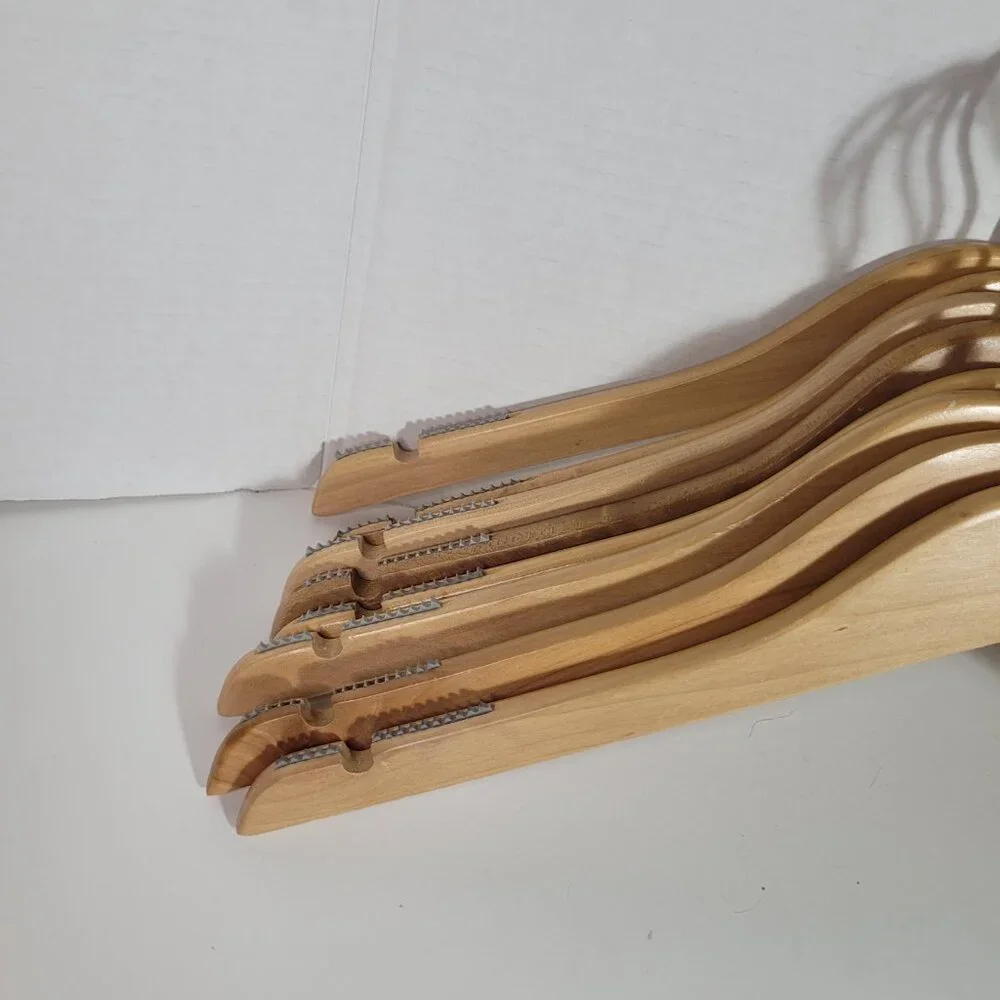 Wooden Hangers w/Rubber Non Slip Notched Shirt Grips Lot of 8
